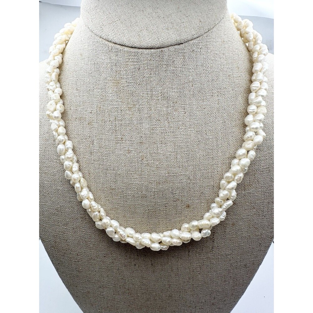 Vintage Freshwater Baroque Multistrand Twisted Necklace 19”